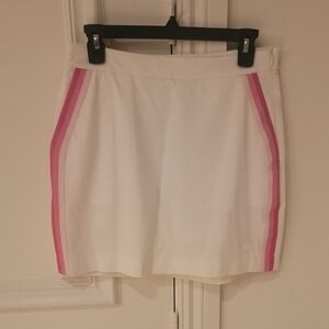 G/FORE White Mini Skirt with Pink Stripes